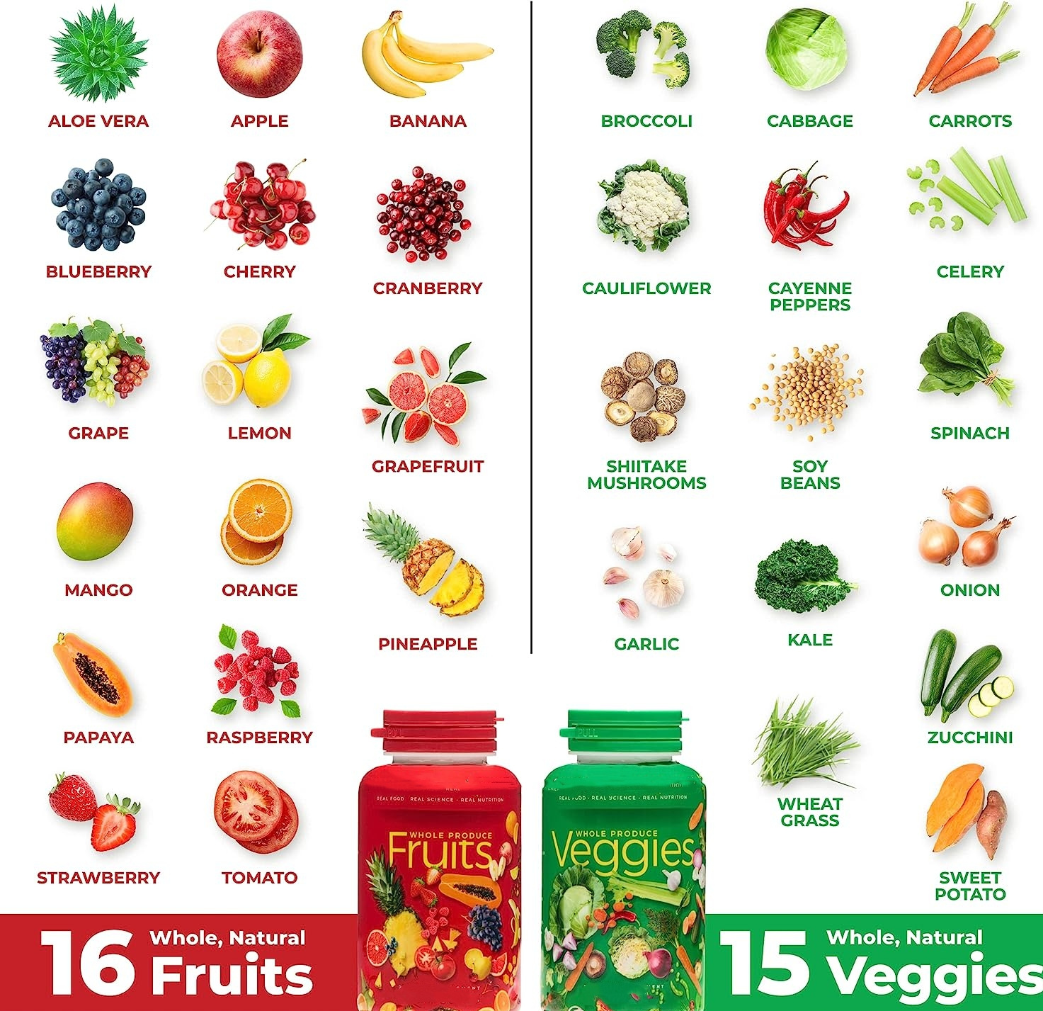 Frutas y verduras: suplemento de alimentos integrales con superalimentos Frutas y verduras para mujeres, hombres y niños que todos pueden usar.