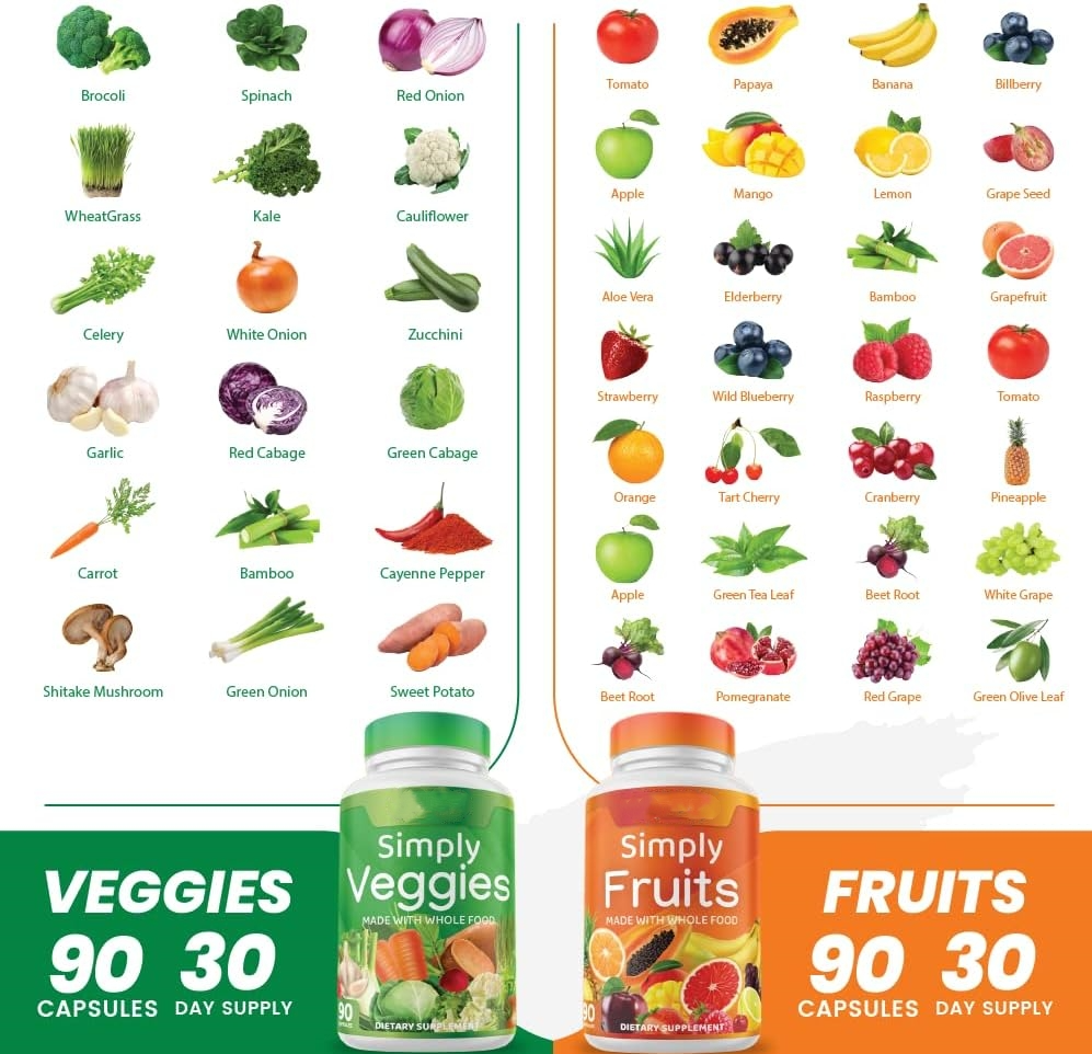 Emballé avec plus de 40 fruits et légumes différents - Fabriqué avec des superaliments d’aliments entiers - Extrait de myrtille - 100% sans soja.