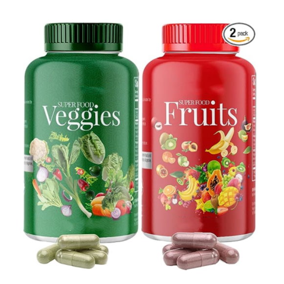 Fruits and Veggies Supplement - Whole Produce Fruit and Vegetable Supplement Dietary Superfood Vitamins for Men, Women - Fruit and Veggie Supplements .