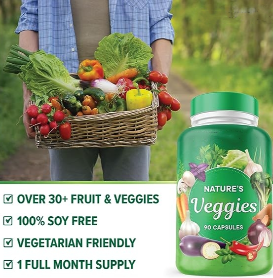 Supplément de fruits et légumes - 90 capsules de fruits et 90 capsules végétales - 100% de superaliments naturels entiers - Rempli de vitamines et de minéraux.