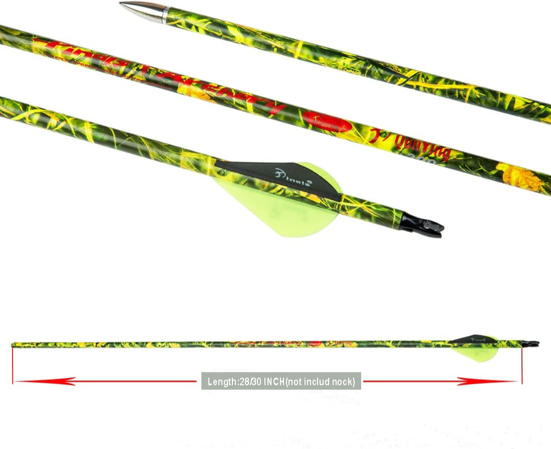 Archery Carbon Arrow 28 29 30 inch 300 340 350 400 Spine Practice Hunting Arrows for Compound Reverse Bow