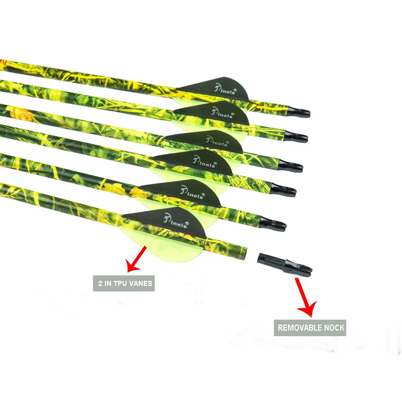 Archery 28" 30" 300 340 350 400 Spine Carbon Hunting Arrows for Compound Reverse Bow Practice Target 28 30 Inch Camouflage Arrow Shaft