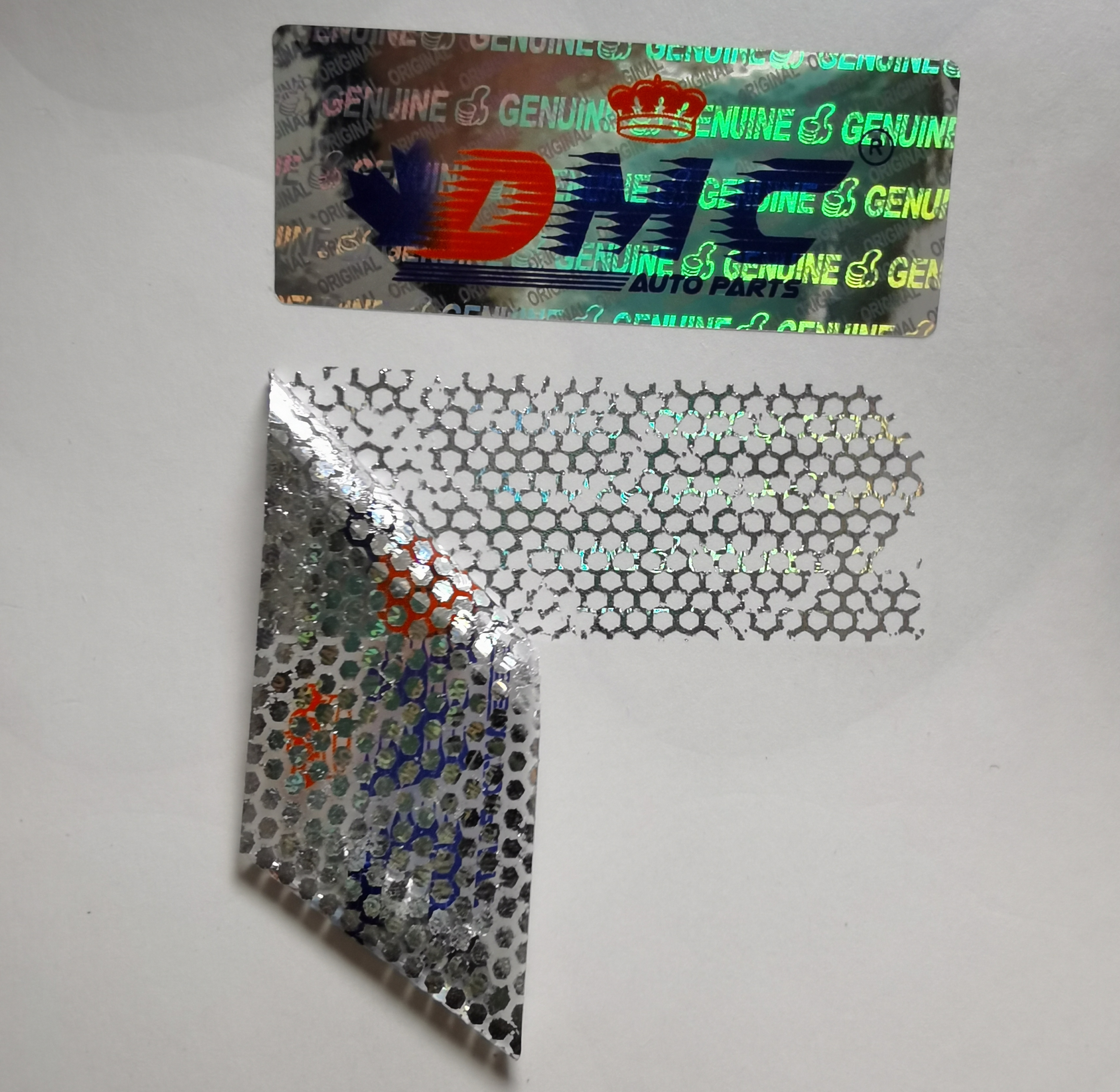 Honeycomb Tamper evident holographic sticker